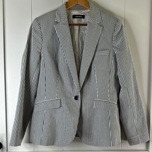 Nine West Classic Blue and White Striped Blazer